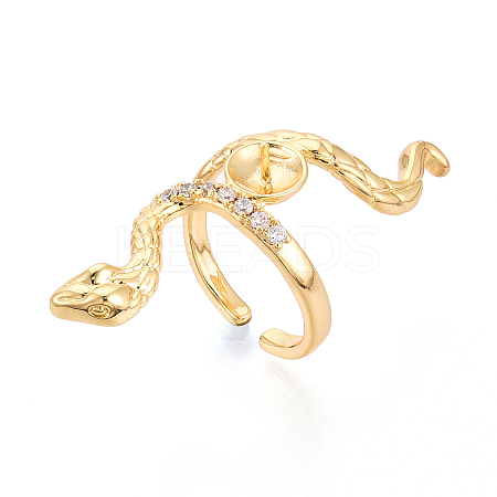 Snake Brass Micro Pave Cubic Zirconia Cup Peg Ring Settings LS-KK-N274-40G-1