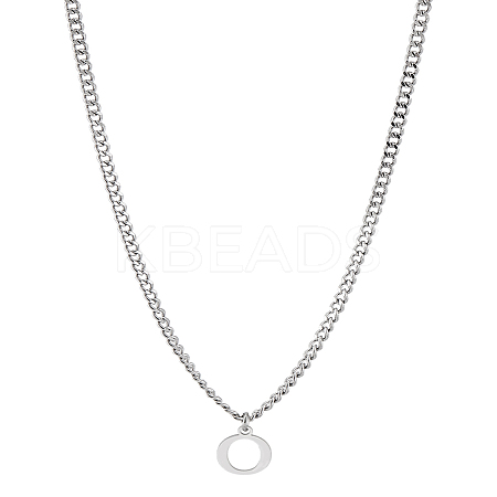 1Pc 304 Stainless Steel Letter Pendant Necklaces NJEW-LP0001-33O-P-1