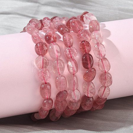 Natural Strawberry Quartz Beads Stretch Bracelets for Women BJEW-Z158-02D-01-1