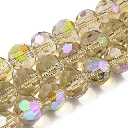 Electroplate Transparent Glass Beads Strands X-EGLA-A035-T10mm-L22-1