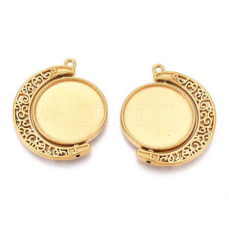 Non-Tarnish 304 Stainless Steel Rotatable Pendant Cabochon Settings STAS-N114-01G-1