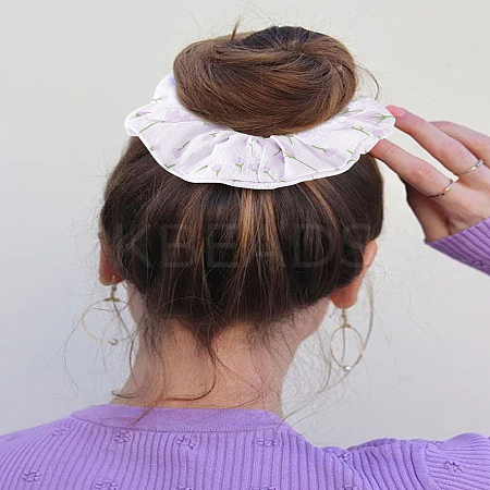 Girl's Checkered Flower Intestine Circle Hair Ties OHAR-LP0002-31-1