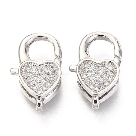 Brass Micro Pave Cubic Zirconia Lobster Claw Clasps X-ZIRC-O038-26P-1