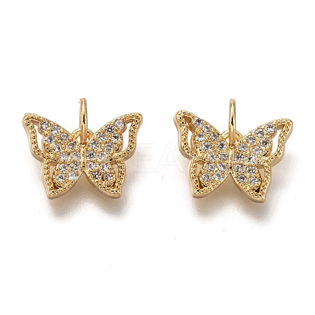 Brass Micro Pave Clear Cubic Zirconia Charms ZIRC-B002-47G-1