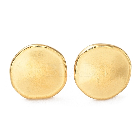 Ion Plating(IP) 304 Stainless Steel Flat Round Ear Studs for Women EJEW-P234-13G-1
