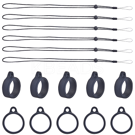 36Pcs Silicone Rings with 6Pcs Polyester Necklace Lanyard Anti-Loss Pendant Holder DIY-GF0008-07A-1