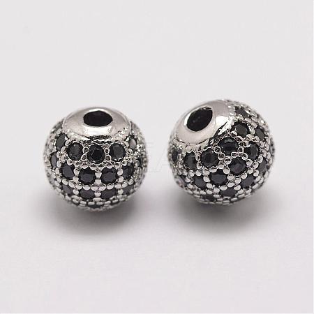 Brass Micro Pave Cubic Zirconia Beads ZIRC-E110-04P-1