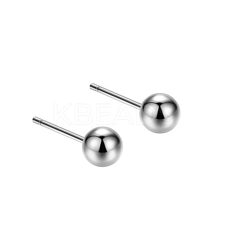 Anti-Tarnish Rhodium Plated Round 999 Fine Silver Stud Earrings for Women LS-EJEW-S215-17P-1