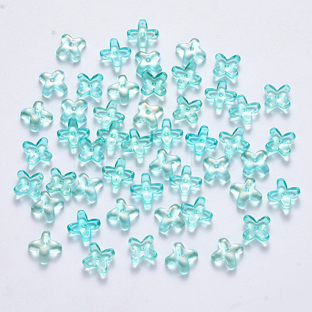 Transparent Spray Painted Glass Beads GLAA-R211-06-C03-1