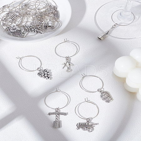 Tibetan Style Alloy Wine Glass Charms AJEW-LP00002-1