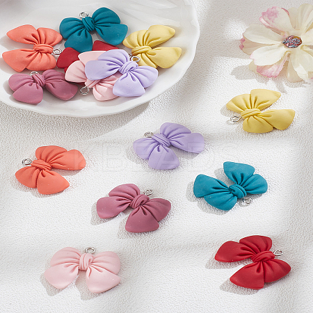14Pcs 7 Colors Resin Pendants RESI-LP0001-22-1