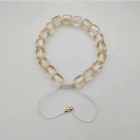 Adjustable Electroplated Faceted Cube Glass Braided Beaded Bracelets for Women Men DM4334-4-1