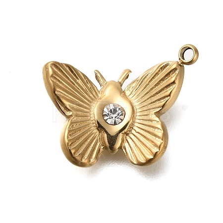 Ion Plating(IP) 304 Stainless Steel with Rhinestone Pendants STAS-Q335-13G-1