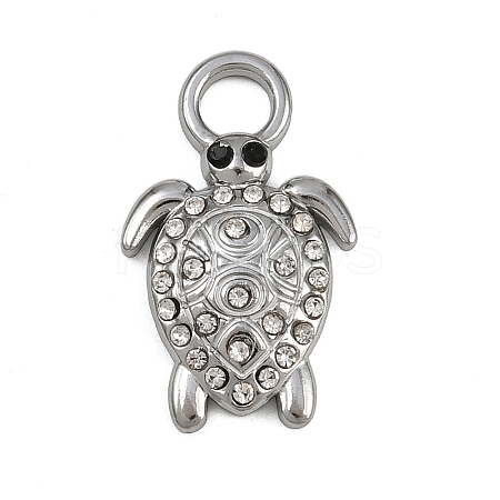 304 Stainless Steel with Rhinestone Pendants STAS-G363-06P-1