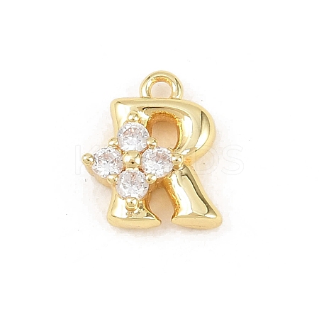 Brass Micro Pave Clear Cubic Zirconia Charms KK-Z151-18G-R-1