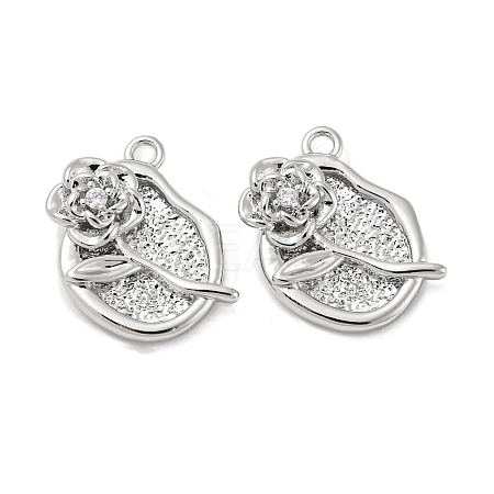 Brass Micro Pave Clear Cubic Zirconia Pendants KK-H460-25P-1
