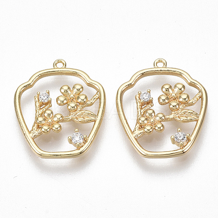 Brass Micro Pave Clear Cubic Zirconia Pendants KK-S356-031G-NF-1
