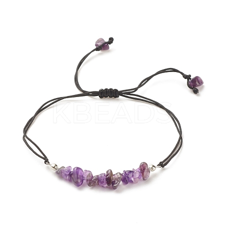 Natural Amethyst Chips Braided Bead Bracelet BJEW-JB08019-09-1