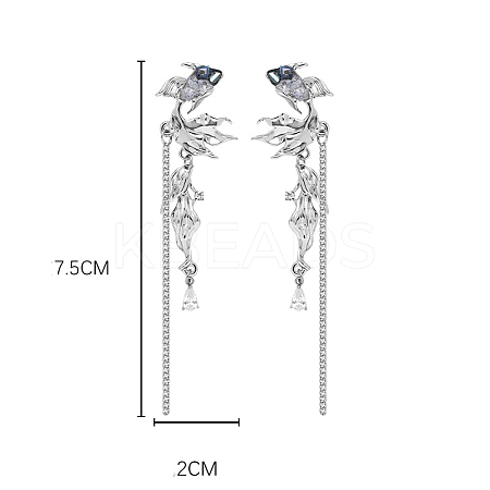 Fish Alloy Glass Dangle Stud Earrings FS-WG4D6D9-03-1