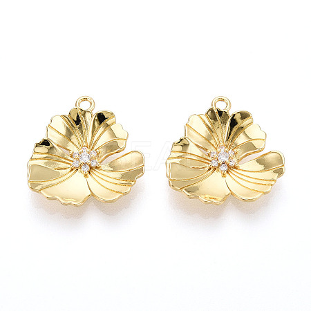 Brass Micro Pave Cubic Zirconia Pendants KK-N265-23G-1