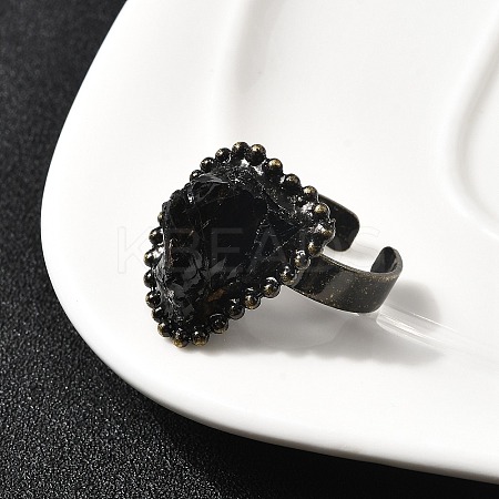 Natural Smoky Quartz Irregular Nugget Open Cuff Rings G-A278-03AB-03-1