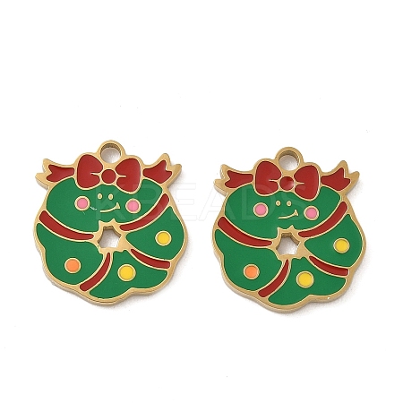 Christmas 304 Stainless Steel Enamel Pendants STAS-Z093-08P-G-1