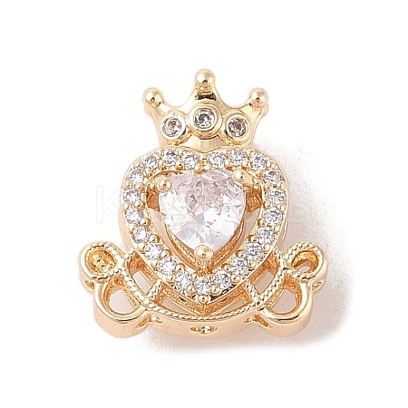 Golden Brass Micro Pave Cubic Zirconia Beads KK-B100-036G-01-1