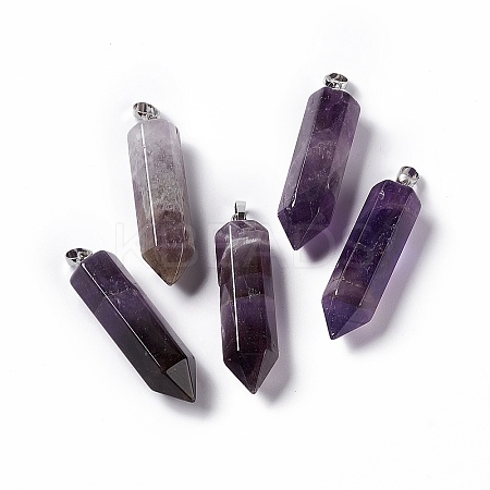 Natural Amethyst Double Terminated Pointed Pendants G-G926-01P-05-1