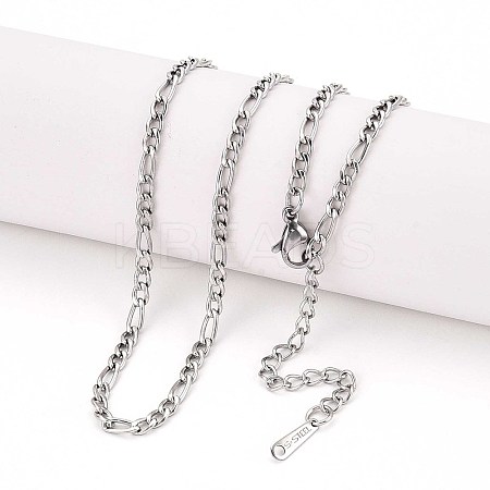 3MM 304 Stainless Steel Figaro Chain Necklaces NJEW-N058-13P-1