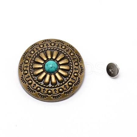 1-Hole Alloy & Turquoise Buttons PALLOY-WH0092-09K-AB-1