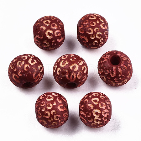 Painted Natural Wood Beads WOOD-T021-53A-08-1