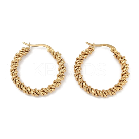 PVD Vacuum Plating 201 Stainless Steel Twist Hoop Earrings LS-EJEW-I309-55B-G-1