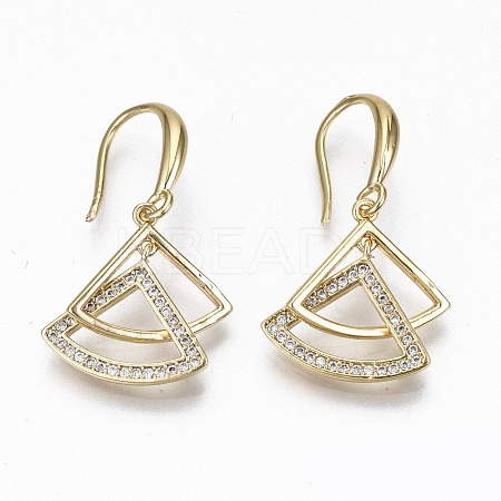 Brass Micro Pave Clear Cubic Zirconia Dangle Earrings KK-R117-015-NF-1