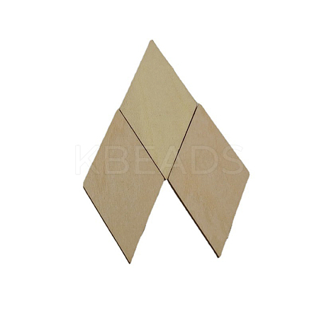 Unfinished Wood Rhombus Shape Discs Slices WOCR-PW0001-005B-1