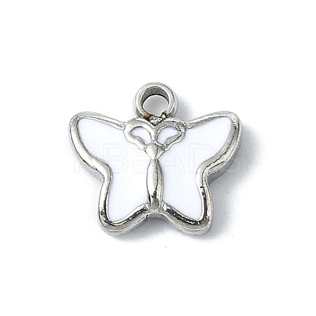 304 Stainless Steel White Enamel Charms STAS-L022-439P-02-1