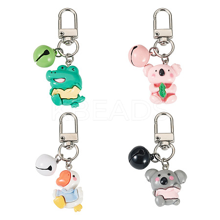 4Pcs 4 Styles Animal Resin Pendant Decorations HJEW-TAC0069-1