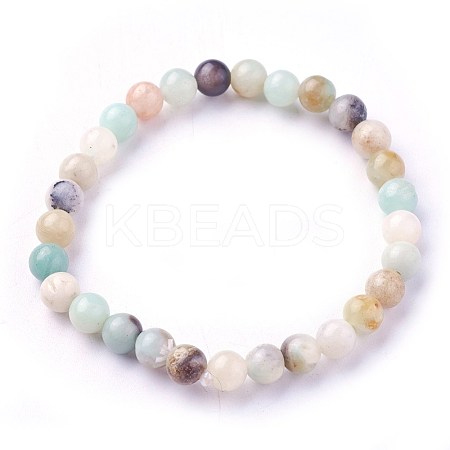 Natural Flower Amazonite Beads Stretch Bracelets X-BJEW-F380-01-A09-1