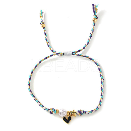 Handmade Heart Brass Enamel Charm Bracelets OI2276-6-1