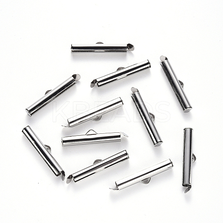 Non-Tarnish 304 Stainless Steel Slide On End Clasp Tubes LS-X-STAS-S115-01H-P-1