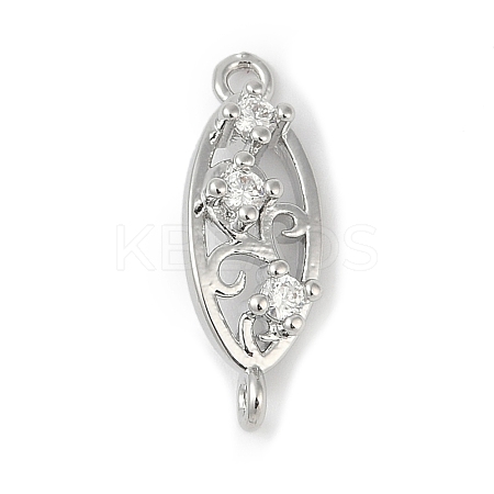 Brass Clear Cubic Zirconia Connector Charms KK-Z094-06P-01-1