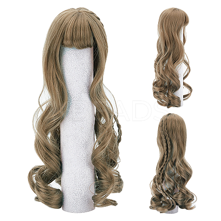PP Plastic Long Wavy Curly Hairstyle Doll Wig Hair DIY-WH0304-260-1