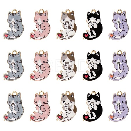 25Pcs 5 Styles Rack Plating Alloy Pendants ENAM-CJ0004-73-1