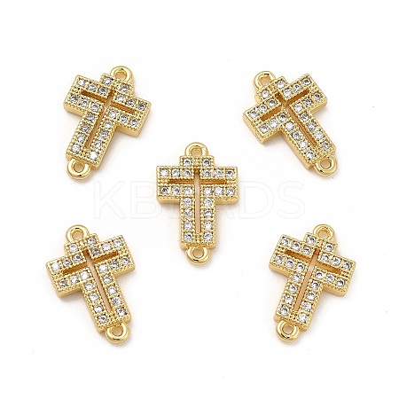 Brass Micro Pave Clear Cubic Zirconia Connector Charms KK-E068-VB330-1