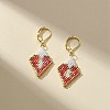 Glass Seed Braided Rhombus with Heart Dangle Leverback Earrings EJEW-MZ00030-02-2