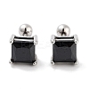 Square 316 Surgical Stainless Steel Pave Cubic Zirconia Ear False Plugs for Women Men EJEW-Z050-34A-02P-1