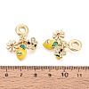 Brass Micro Pave Clear Cubic Zirconia and Enamel European Dangle Charms KK-T079-83G-3
