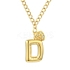 304 Stainless Steel Clear Cubic Zirconia Heart & Letter Pendant Curb Chain Necklaces for Women NJEW-FS00012-27D-1