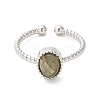 Natural Labradorite Open Cuff Ring RJEW-M166-04P-F-2