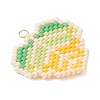 Glass Seed Beaded Maple Leaf Pendants PALLOY-MZ00889-02-3