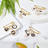 Fingerinspire 1 Set Bowknot & Heart & Bag & Number 5 Alloy Enamel Charms Safety Pin Brooches JEWB-FG0001-10-4